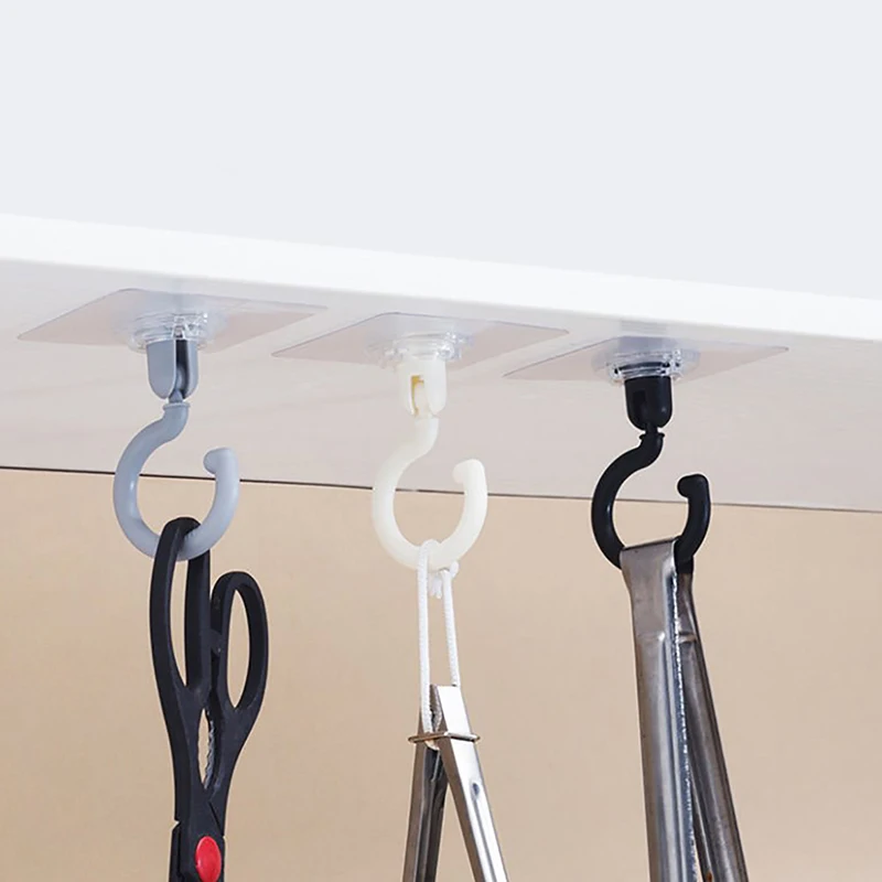 

1pc Ceiling Rotary Hook Strong Hook Household Multifunction Adhesive Hook Kitchen Bathroom Wall Key Hanging Door Back Coat Hook
