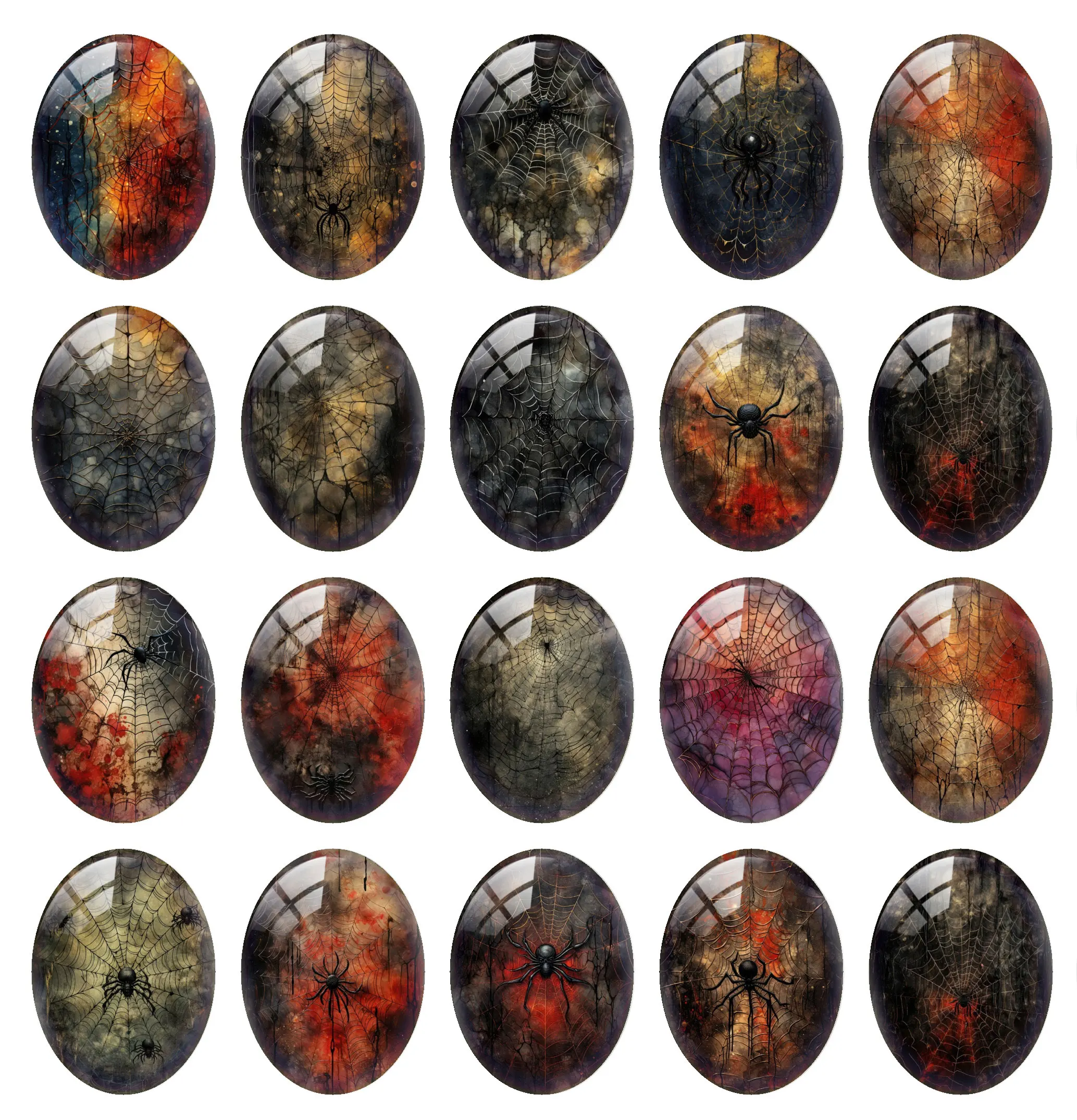 10 шт./лот Хэллоуин готика темная паутина овальная фотография стеклянный кабошон