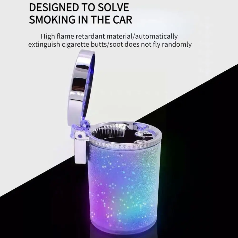 

Car Ashtray With Led Light Cigarette Ashtray Container Cup Holder Bottle Car Storage Gas Smoke Supplies Ashtray Cup O9a5