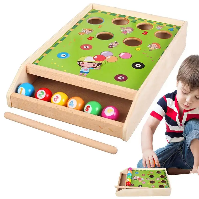 

Mini Pool Table Wood Board Games Mini Ball Billiards Set With Rod Home Party Montessori Sports Table Games For Children's Toys