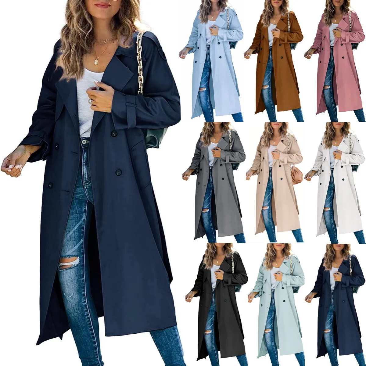 

2023 New Women's Casual Windbreaker, Temperament Commuter Mid Length Women's Winter and Autumn Coat