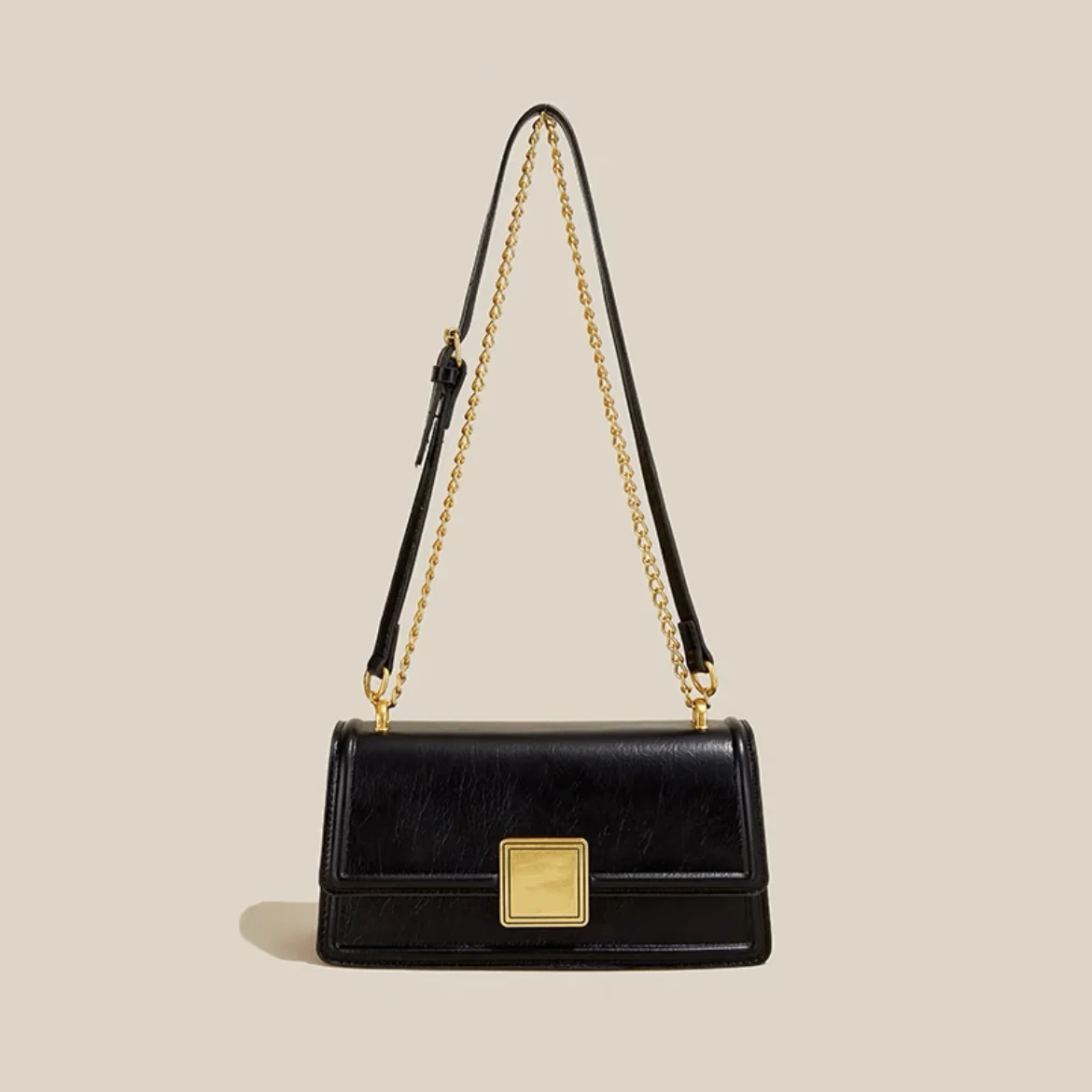

NIGO Black Leather Chain Letter Single Shoulder Crossbody Bag #nigo21166