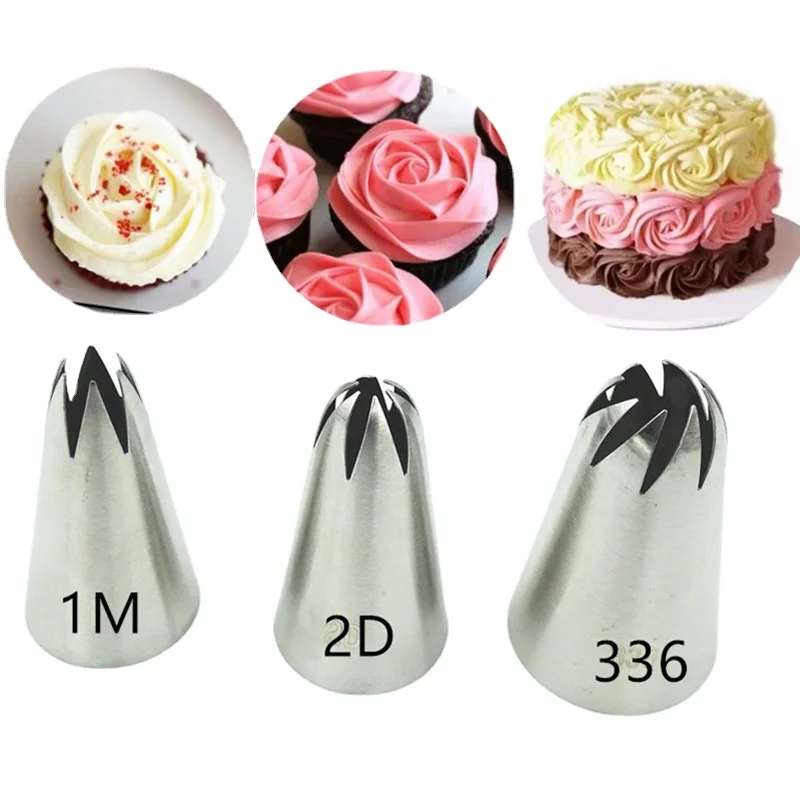 

3pcs/set Rose Pastry Nozzles Cake Decorating Tools Flower Icing Piping Nozzle Cream Cupcake Tips Baking Accessories