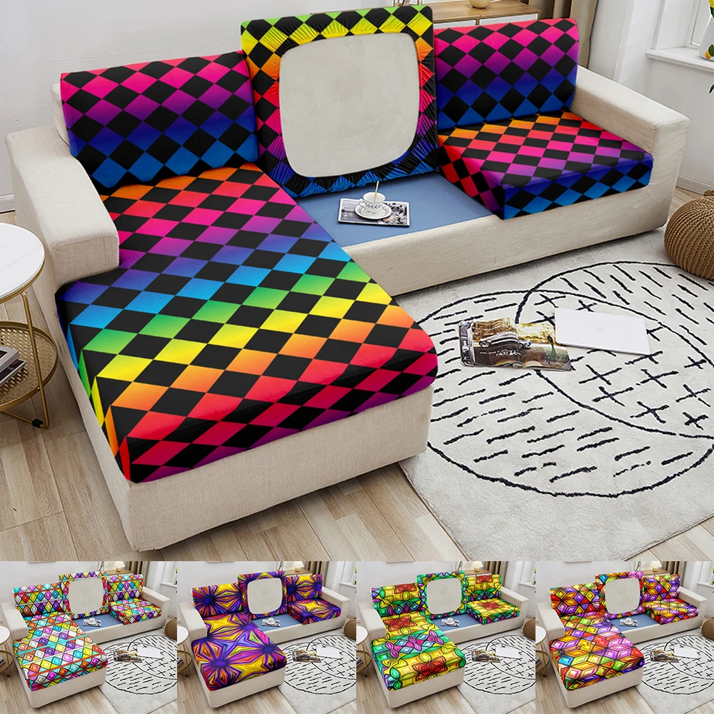 

Elastic Sofa Seat Cover Geometric Sofa Covers for Living Room Couch Cover Stretch Removable Sofa Slipcovers 1/2/3/4 Seater