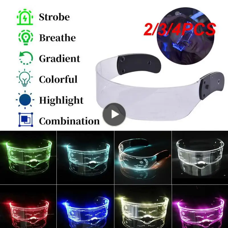 

4PCS LED Luminous Glasses LED Glasses EL Men Women Fashion Vintage Punk Party Christmas Colorful Light Up Glasses Shades UV400