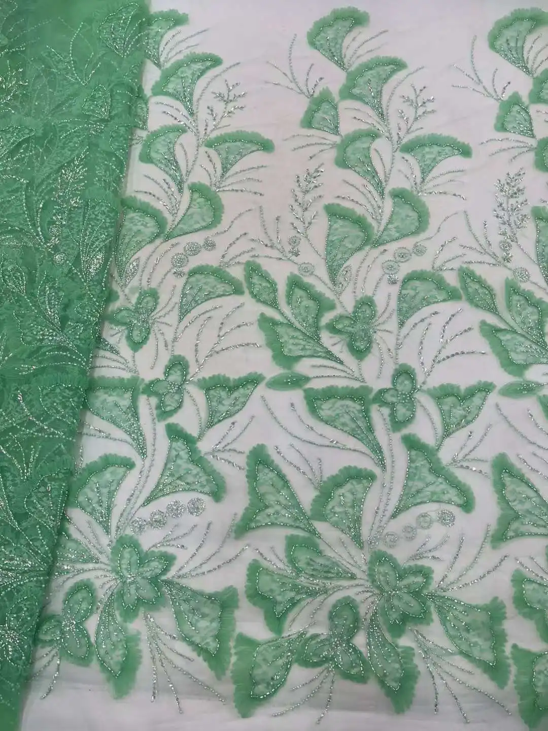 Новый дизайн африканская бисерная кружевная ткань 2024 высокое качество 3D стиль