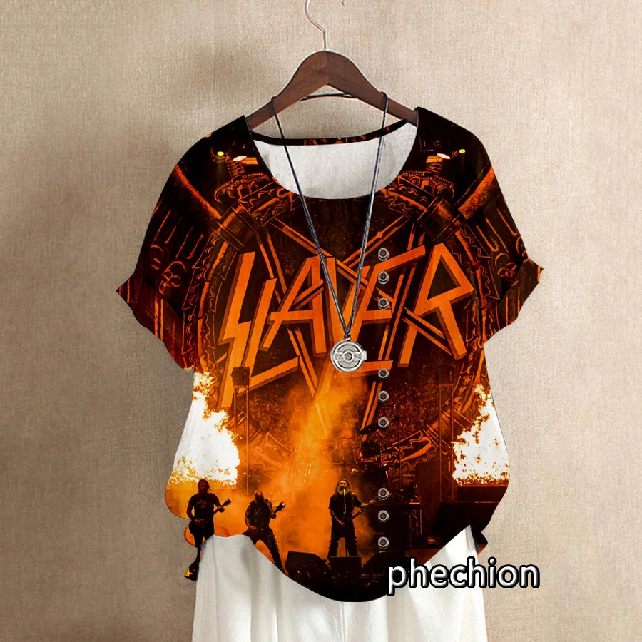 

phechion Women Fashion Slayer 3D Printed Tops Summer Casual O-Neck Tops Loose Short Sleeve T-shirt Ladies Blouses H15