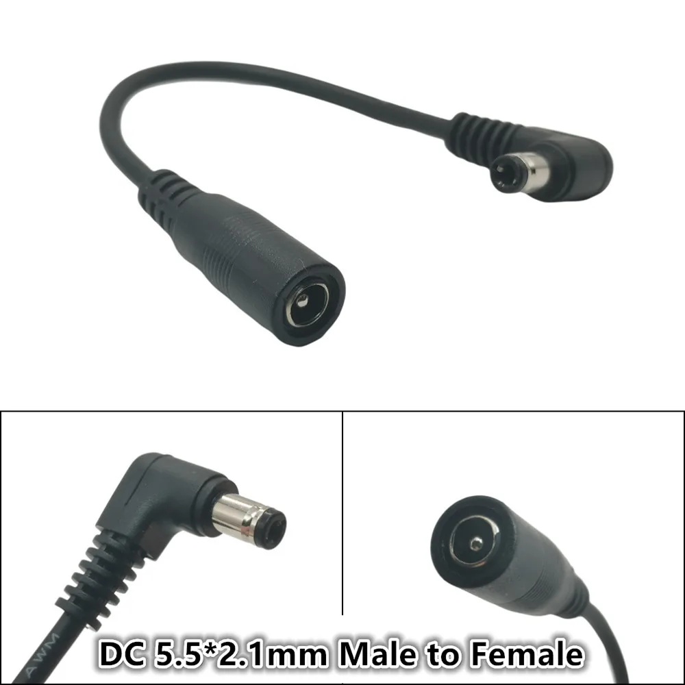 DC 5.5 x 2.1mm Cable Male to Female Adapter, 5.5*2.1mm Right Angle 90 Degree Charging Cable