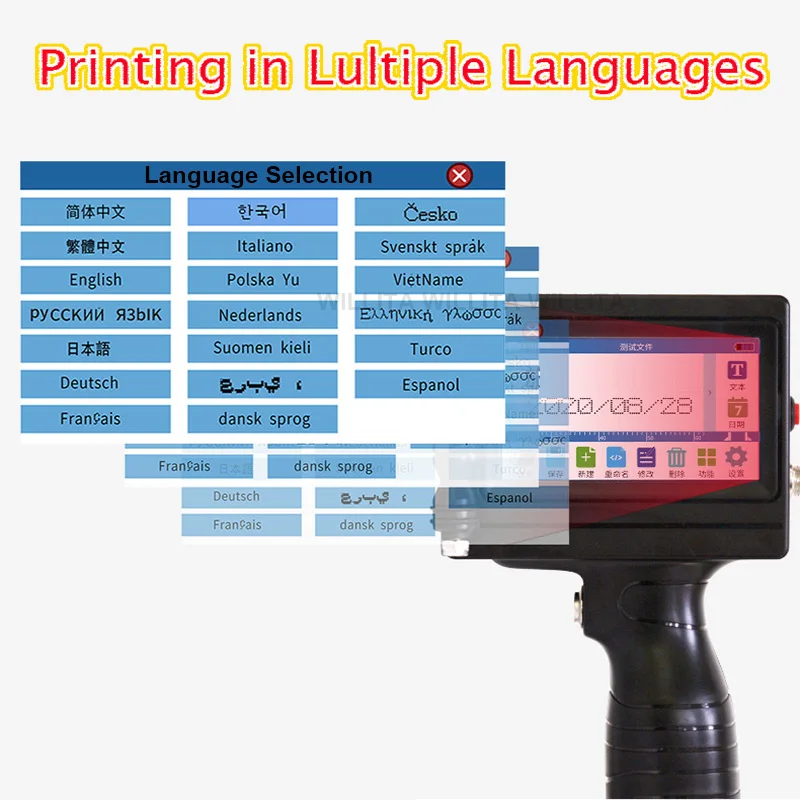 20 Languages 12.7mm Handheld Thermal Inkjet Online Variable QR Bar Batch Code Date Number Logo Expiry Label Printer |