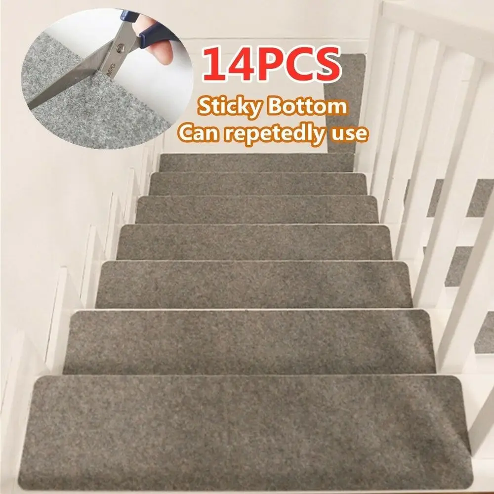 14pcsset stair tread carpet mats self adhesive floor mat door mat step staircase non slip pad protection cover pads home decor free global shipping