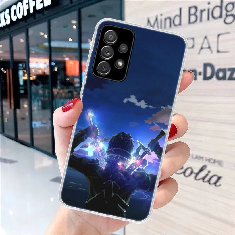Мягкий чехол для телефона Sword Art Online Kirito Asuna Samsung Galaxy A51 A50S A41 A31 A21S A11 A71 A70 A40 A30S A20E A10 A6