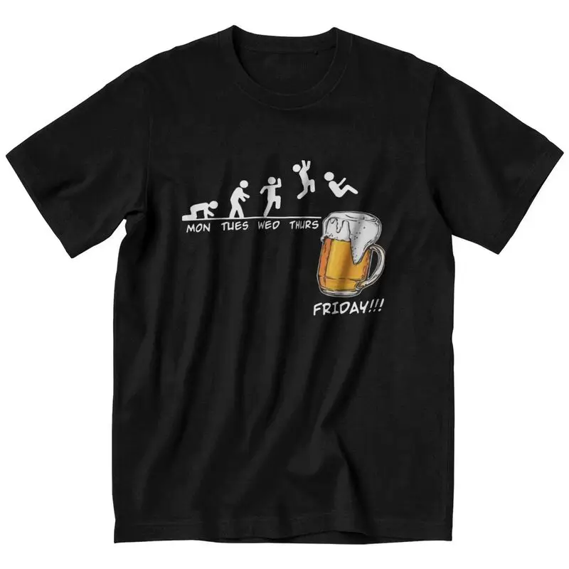 

Funny Friday Beer Drinking T Shirt Men Short Sleeve Cotton T-shirt Time Monday Tuesday Wednesday Thursday Tee Fashion Tshirts