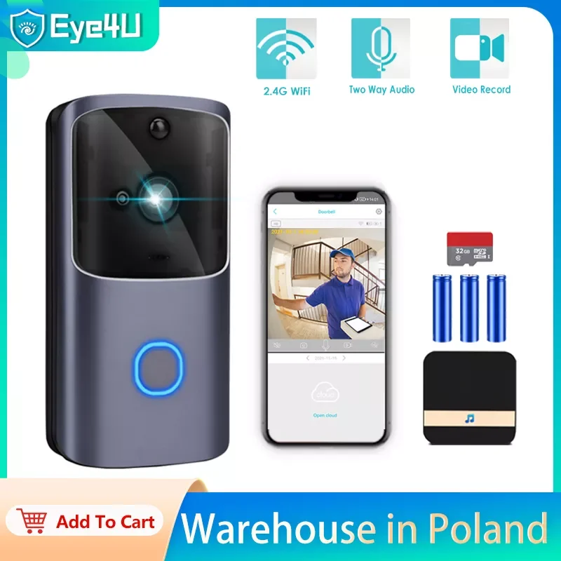 

WIFI Doorbell Smart Home Wireless Phone Door Bell Camera Security Video Intercom 720P HD IR Night Vision For Apartments