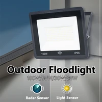 led floodlight with radar motion sensor 100w 50w 30w 20w waterproof outdoor lighting auto time delay with light sensor wall lamp
