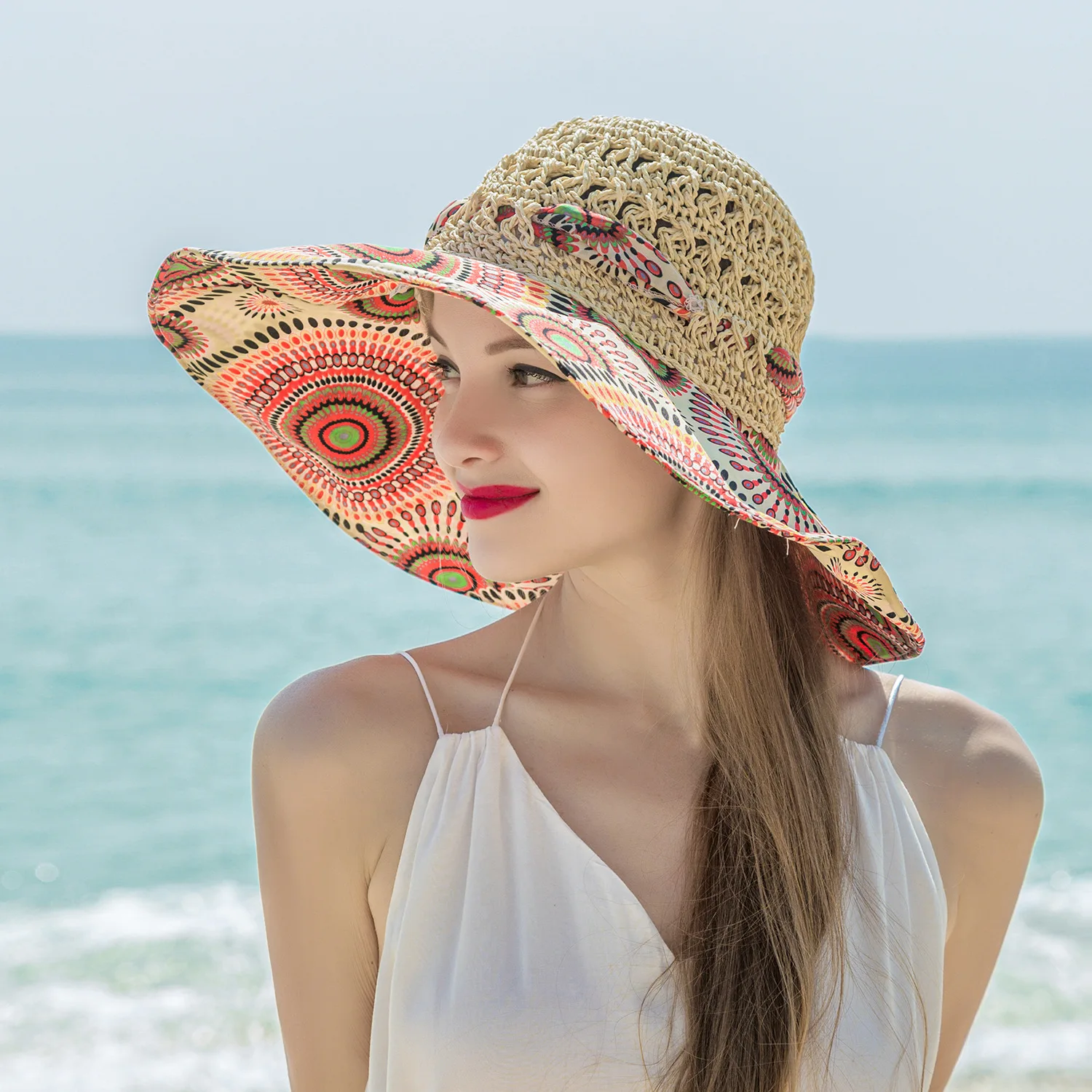 

Summer Women Straw Hat Bowknot Wide Brim Floppy Panama Hats Female Lady Outdoor Foldable Beach Sun Cap chapeu feminino