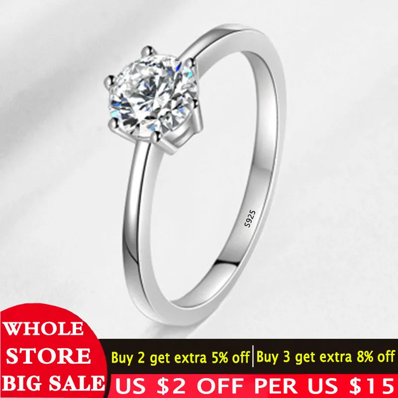 

LMNZB Classic Wedding Band Round 6mm Cubic Zirconia Rings for Women Genuine Tibetan Silver Ring Girl Jewelry Gift LR023
