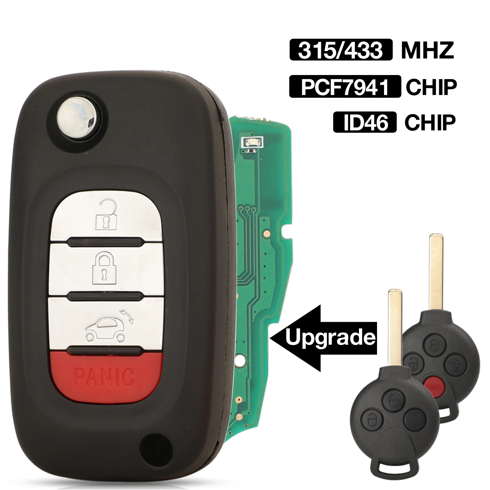 Jingyuqin 3/4 кнопки KR55WK45144 315/433 МГц ID46 PCF7941 для Mercedes Benz Smart Fortwo 451 MB City Roadster Замена |