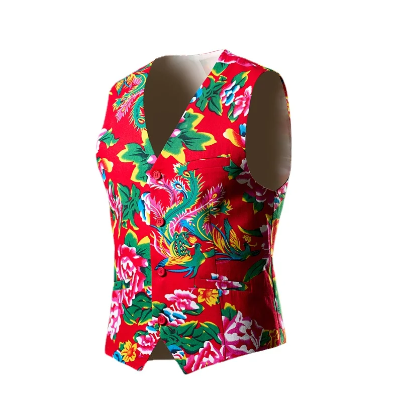 Мужская Китайская традиционная Северо-Восточная Цветочная винтажная