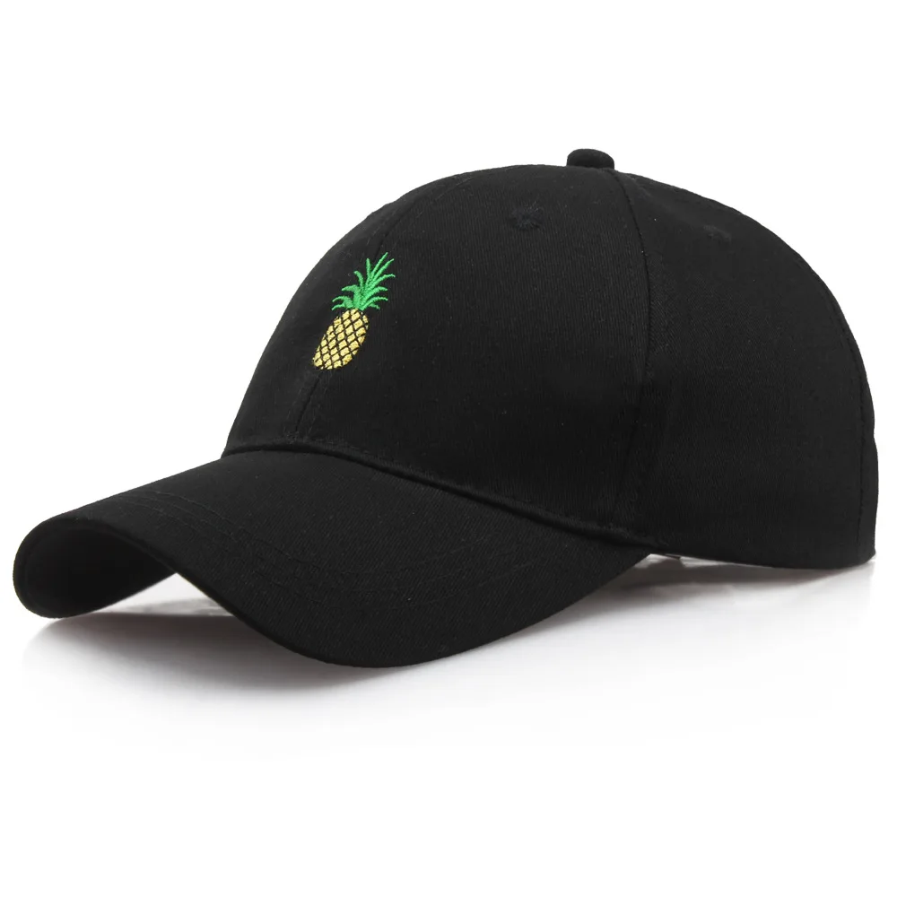

Women's Pineapple Embroidery Baseball Caps for Men Unisex Sunmmer Cotton Black Kpop Snapback Caps Fashion Couple Sun Dad Hats
