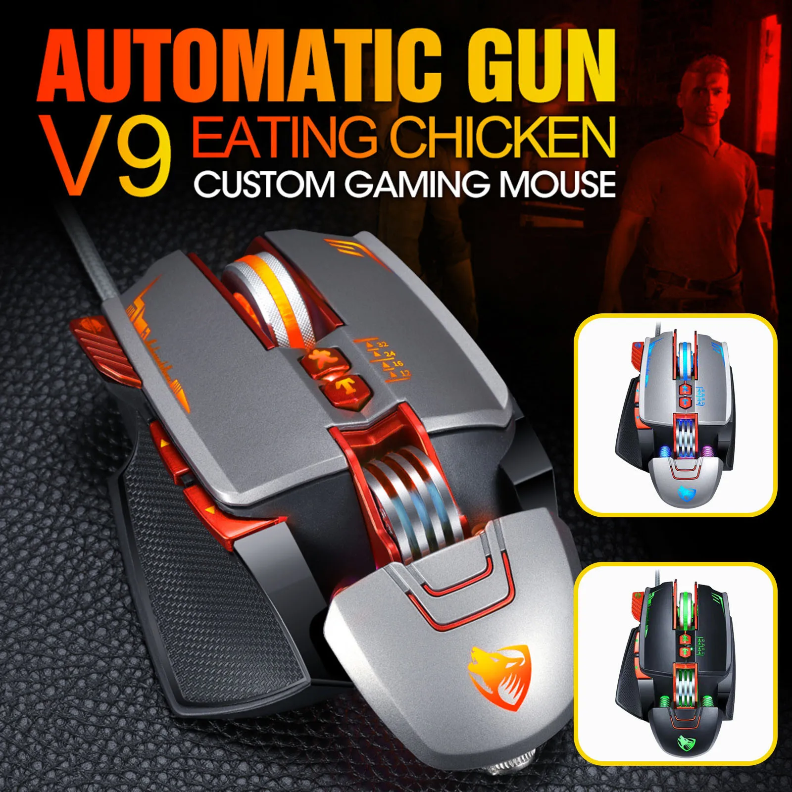 

Pro V9 Gaming Mouse Office Entertainment For Desktop Pc Gamer Usb Wired 3200dpi Djustable 8 Custom Button Rgb Mechanical