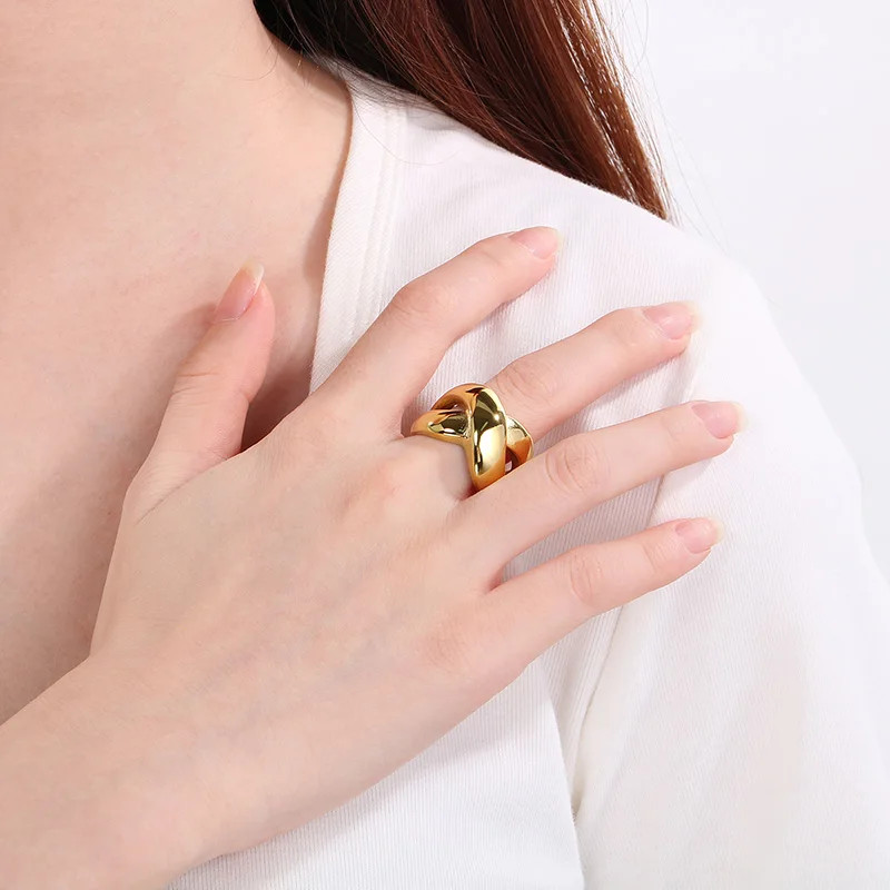 Простые модные новые массивные кольца X-образной формы для женщин блестящие