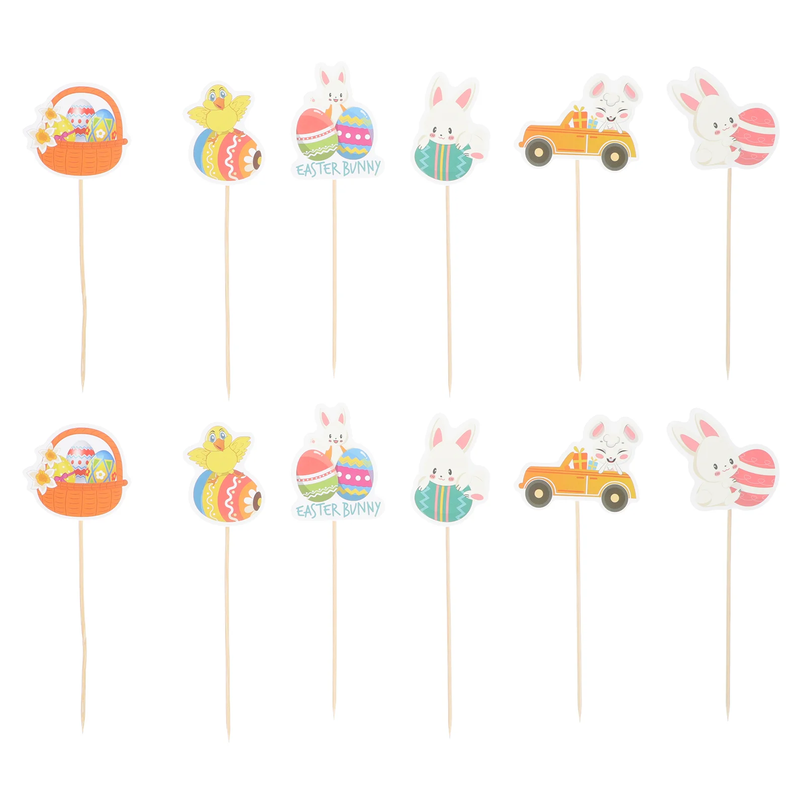 

36pcs Happy Rabbit Cupcake Toppers Snack Picks for Party Cake Decoration Party Favors