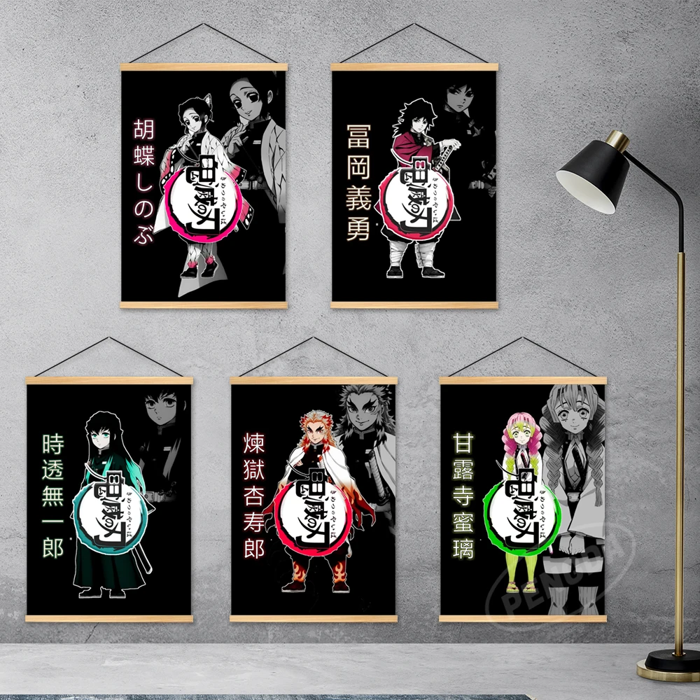 

Home Decor Anime Wall Demon Slayer Artwork Painting Kanroji Mitsuri Hanging Wooden Tokitou Muichirou Canvas Print Picture Poster