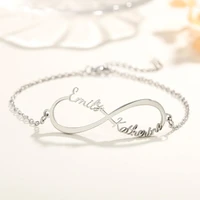 custom nameplate name bracelet women personalized custom cuff bangles girl rose silver stainless steel party jewelry