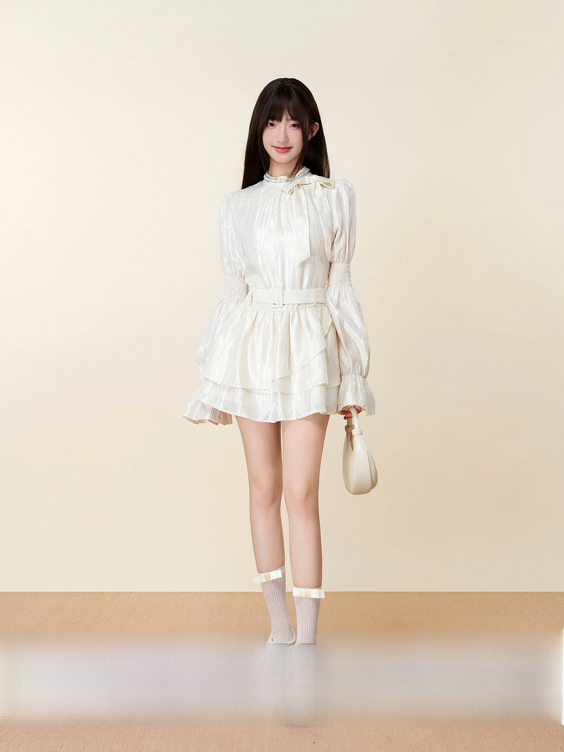 Dryross Original Florensa Angel с жемчужным воротником золотое белое платье High Sense женская юбка