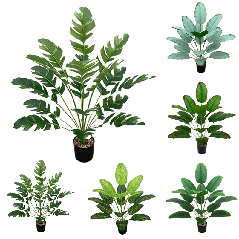 

Бонсай 32 дюйма, пластиковые искусственные растения, большие искусственные растения, листья, свадебное украшение, банановое дерево, Декор дл...