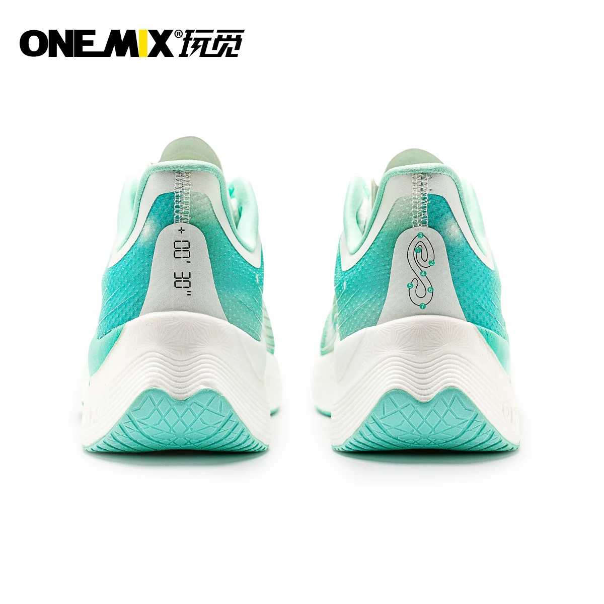 ONEMIX Marathon 2023 Men Running Shoes Green Breathable Soft Carbon Fibre Plate Women Sneakers Lace Up Mesh Athletic Sport Shoes