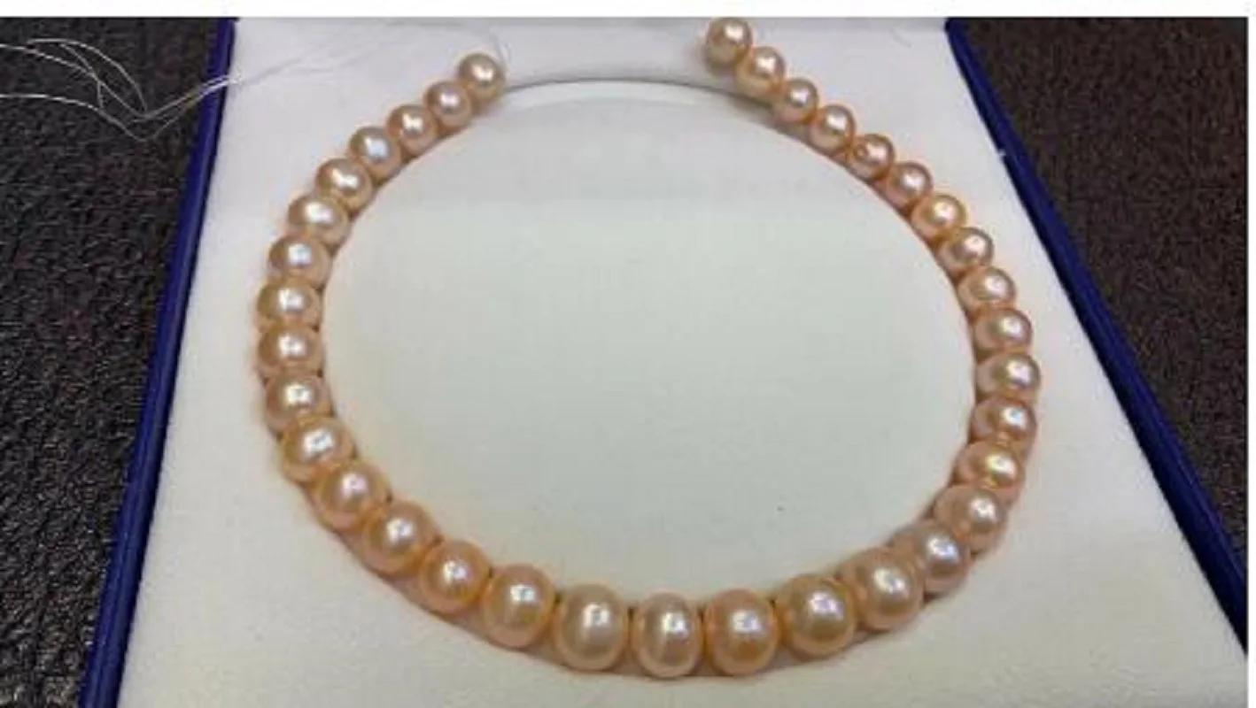 elegant 10-11mm south sea round gold pink pearl necklace 18inch
