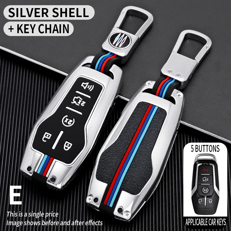 

Alloy Key Cover Case for Ford Fusion Mondeo Mustang F-150 Explorer Edge 2015 2016 2017 2018 Car Styling Key Protection Keychain