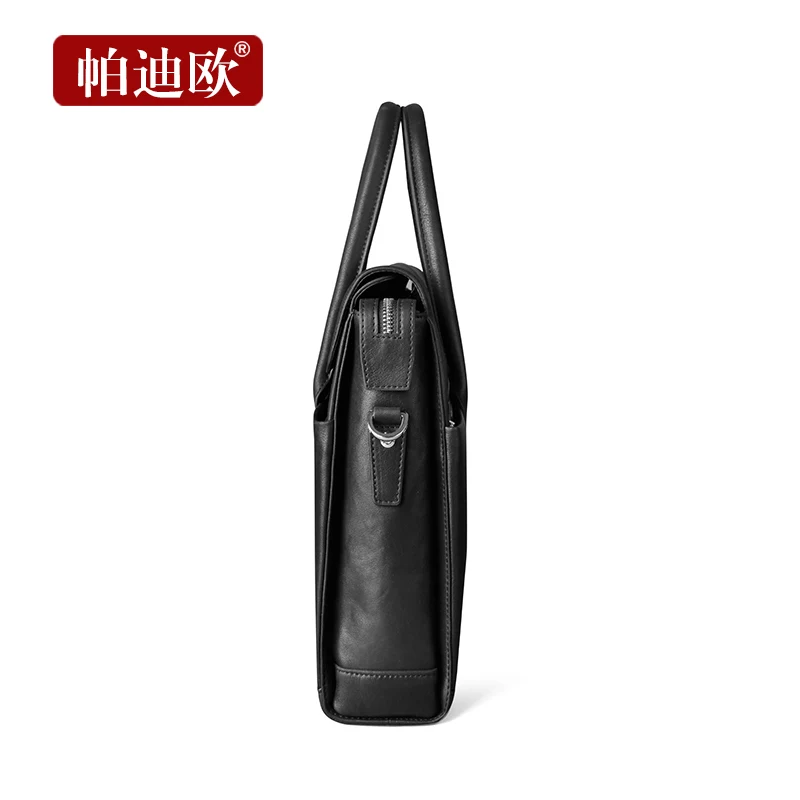 Padieoe Fashion Cowhide Male Business Men Briefcase Bag Luxury Leather Laptop Bag Man Black Handbag Large Capacity Shoulder Bag