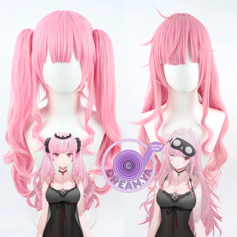 

Mori Calliope Cosplay Wig Hololive Vtuber Pink Long Wavy 90cm Heat Resistant Synthetic Hair Halloween Party Role Play + Wig Cap