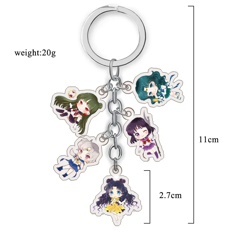 Japanese Anime Cartoon Girls Key Chains Tsukino Usagi Luna Cat Acrylic Key Holder Ladies Bag Phone Decor Keyring 5 Pendant