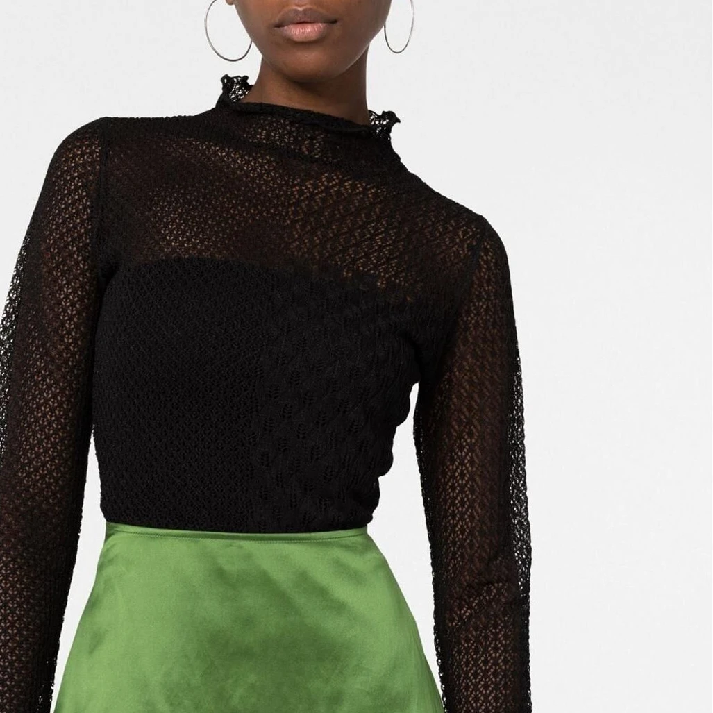 

Sexy Hollow out Women Black Sweater 2022 new Long Sleeve Turtleneck Female Slim Fit Jumper