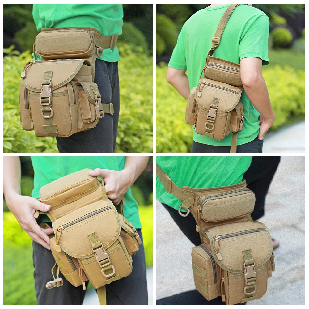 Outdoor Tactical Drop Leg Bag Multipurpose Waist Fanny Thigh Pack Military Molle Pouch for Outdoor Hiking Camping Hunting