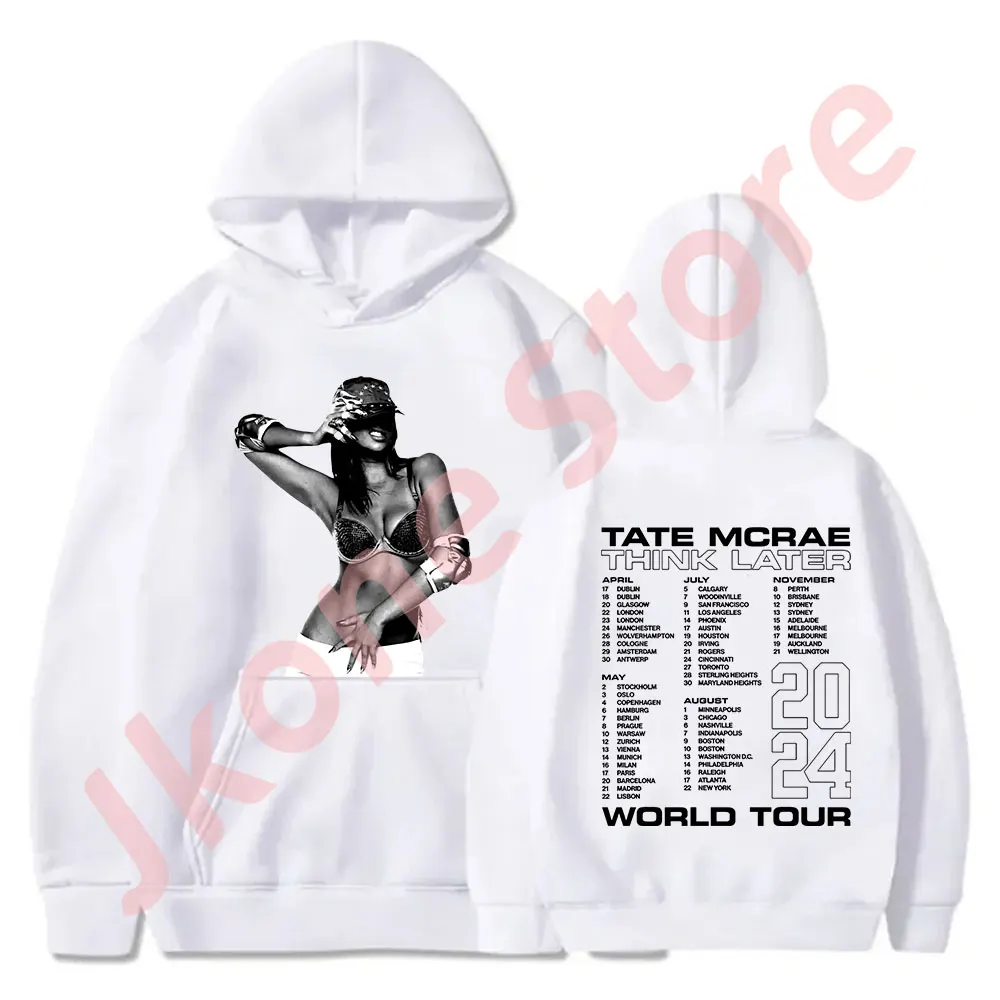 Tate McRae Think After World Tour Merch пуловер толстовки женские и мужские модные повседневные с