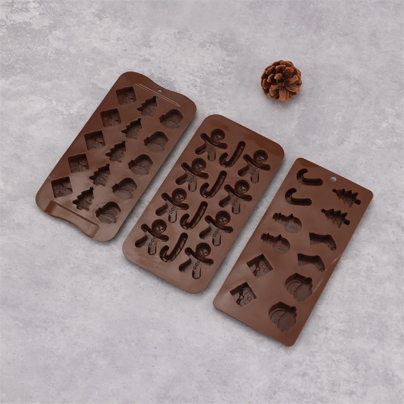 

Christmas Shape Silicone Chocolate Mould Non-stick Fondant Cookie Baking Snowman Trees Candy Gingerbread Man Gift Mold Tools