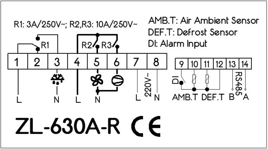 ZL-630A-R, Термостат Modbus, Контроллер температуры с Rs485, Контроллер холодного хранения Modbus, Lilytech (art.: 3920cd35bf1da) - 3920cd35bf1da