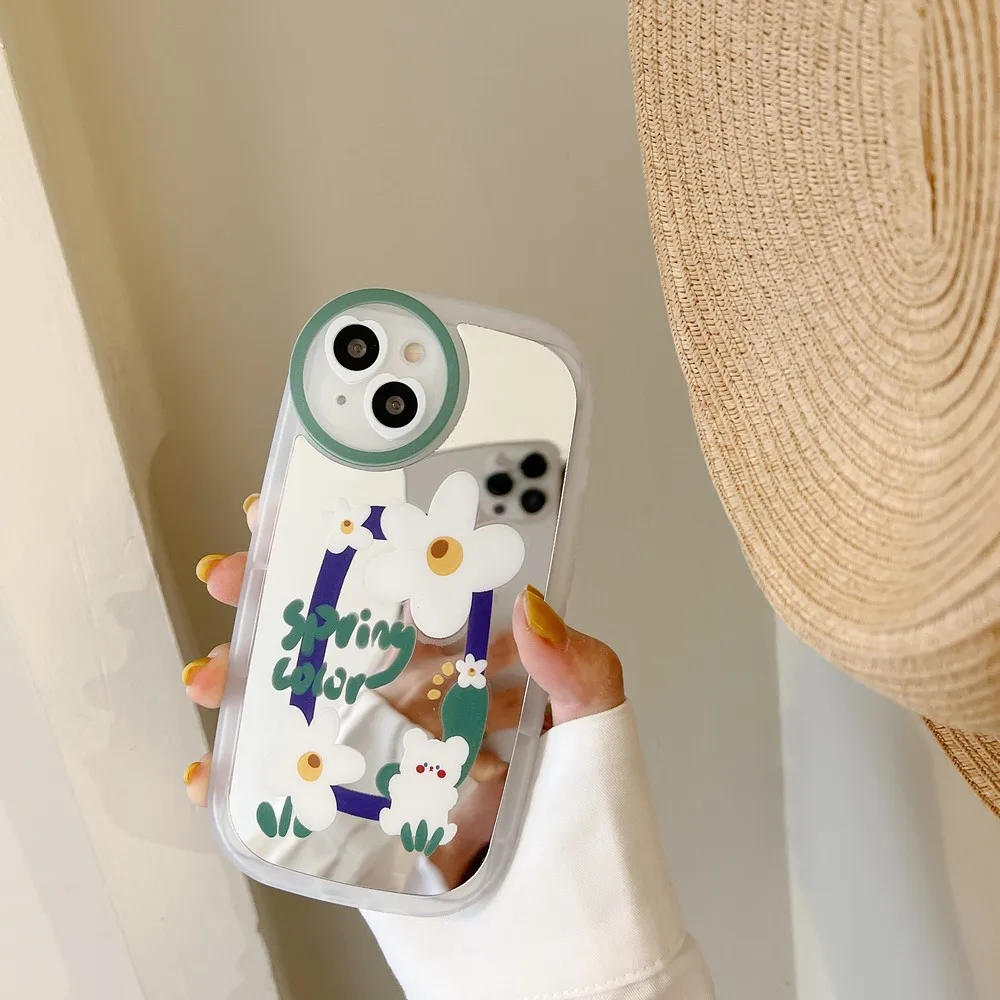 

Mirror Flower Pattern Case for iPhone 13ProMax 13Pro 13 12Pro 12 11ProMax 11 XS X XR XSMAX 7 8 Plus Soft Shell
