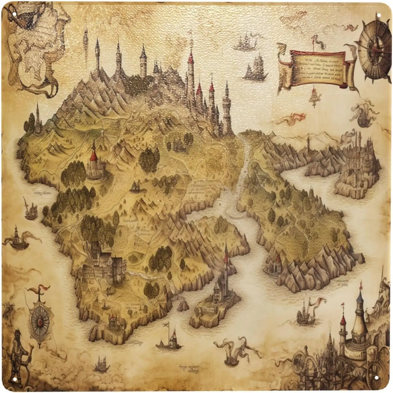 Enchnted Kngdom Mp Vntge Tn Sgn Wll Декор Fntsy Relm Crtogrphy Metl Sgns Плакат Unque Decortve rt Для дома офиса