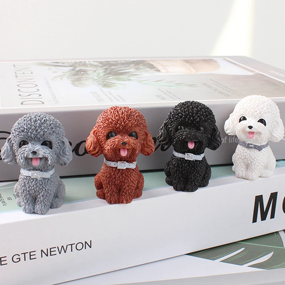 

Статуэтка собаки Тедди из смолы, модель животного, украшение для автомобиля, искусственное украшение, Мини-куклы, детские аниме автомобильные аксессуары