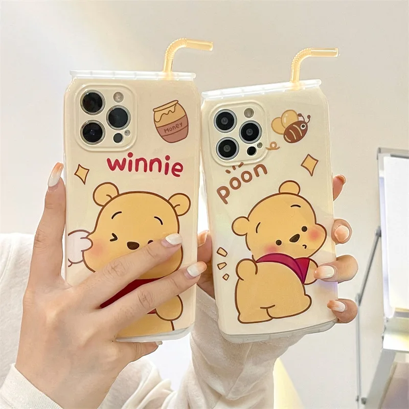 

Disney Creative Can Winnie the Pooh for iPhone11/12promax/13/13Pro Apple Phone Case Cartoon Cute Bear Protective Case Phone Case