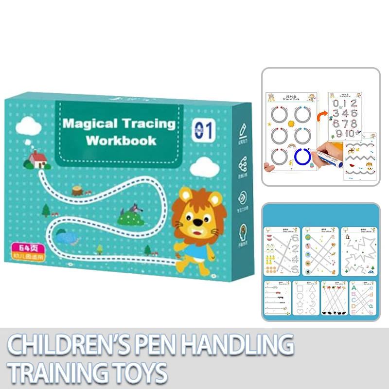 

Новинка, 1 набор, набор учебников для рисования, ручка, многоразовая книга для рисования/письма, книга для раннего развития, книги для письма ...