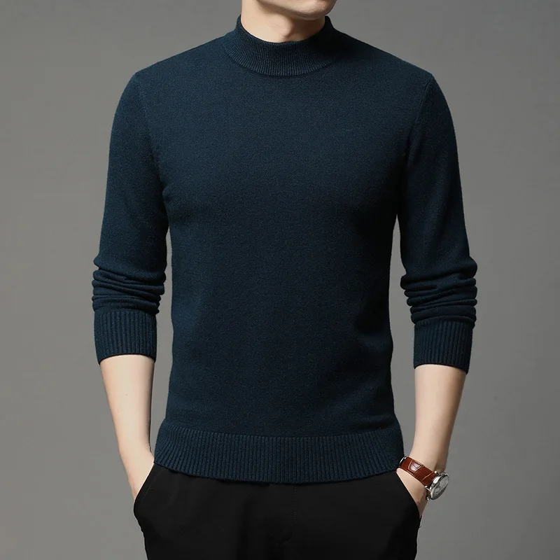 New Winter Fall Men Long Sleeves Sweaters Knitted Male Fashion Autumn Thick Warm Tops Turtleneck Solid Color Pullover Sweater