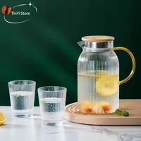 1500ml glass water pitcher with handle lid heat resistant cold hot kettle water cup set tea pot juice jug water bottle carafe