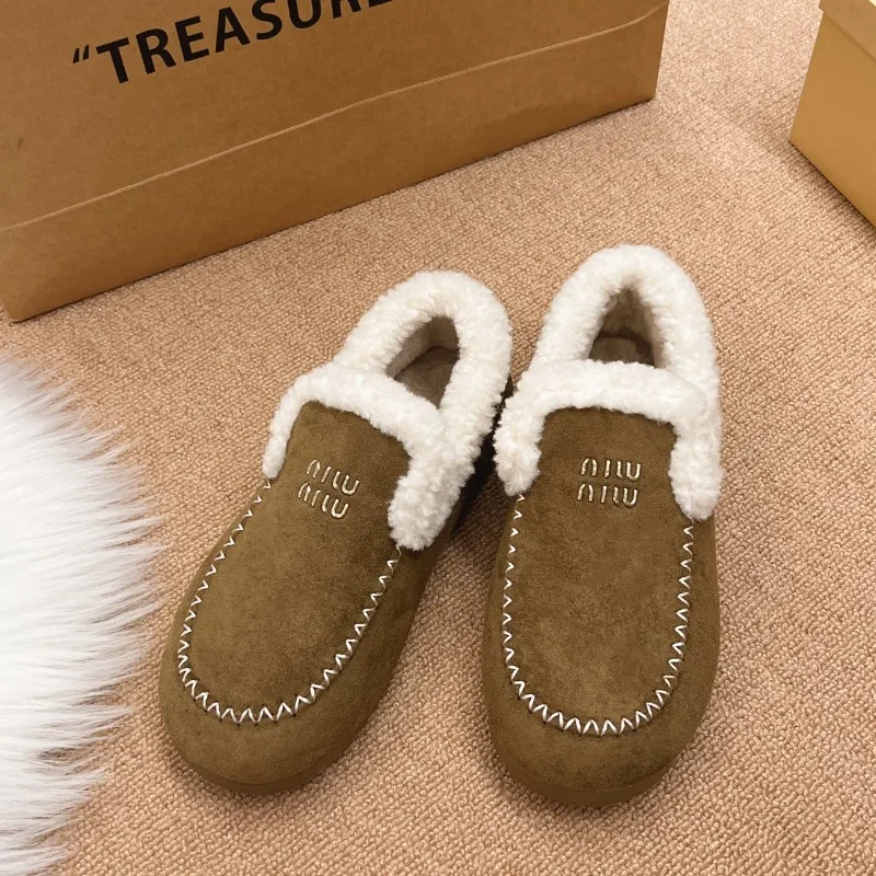 CRLAYDK женские зимние однотонные мягкие мокасины на подкладке из искусственного