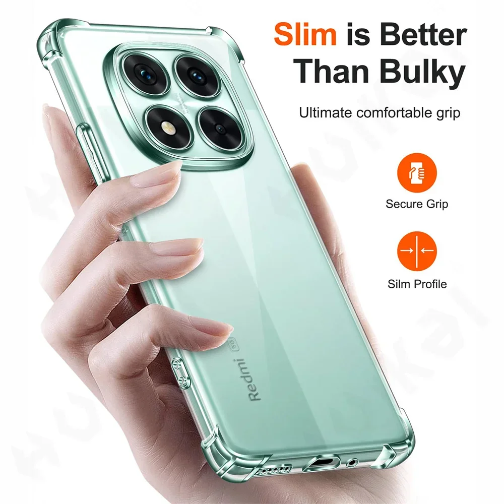 Противоударный чехол для Xiaomi Redmi Note 14 Pro Plus прозрачный противоударный с мягким